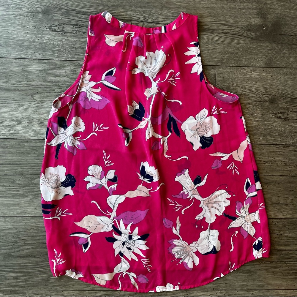 Elaine Rose Women’s Sleeveless High Low Pink Floral Blouse Size Medium - Picture 2 of 6